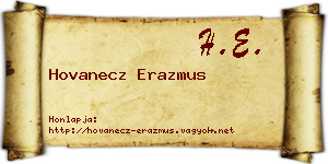 Hovanecz Erazmus névjegykártya